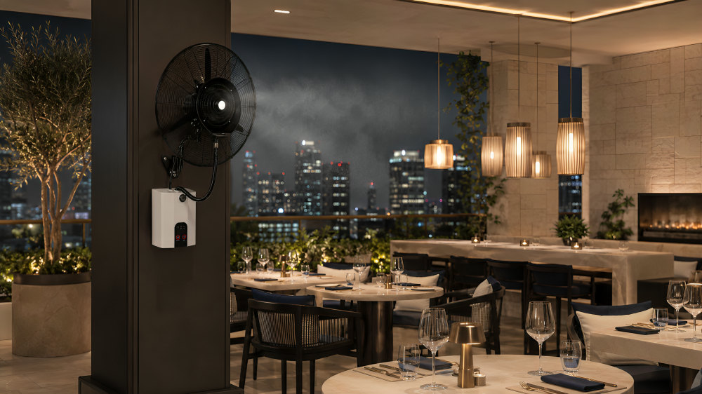 MW-750-1 Storm Flow Misting Fan — luxury patio application