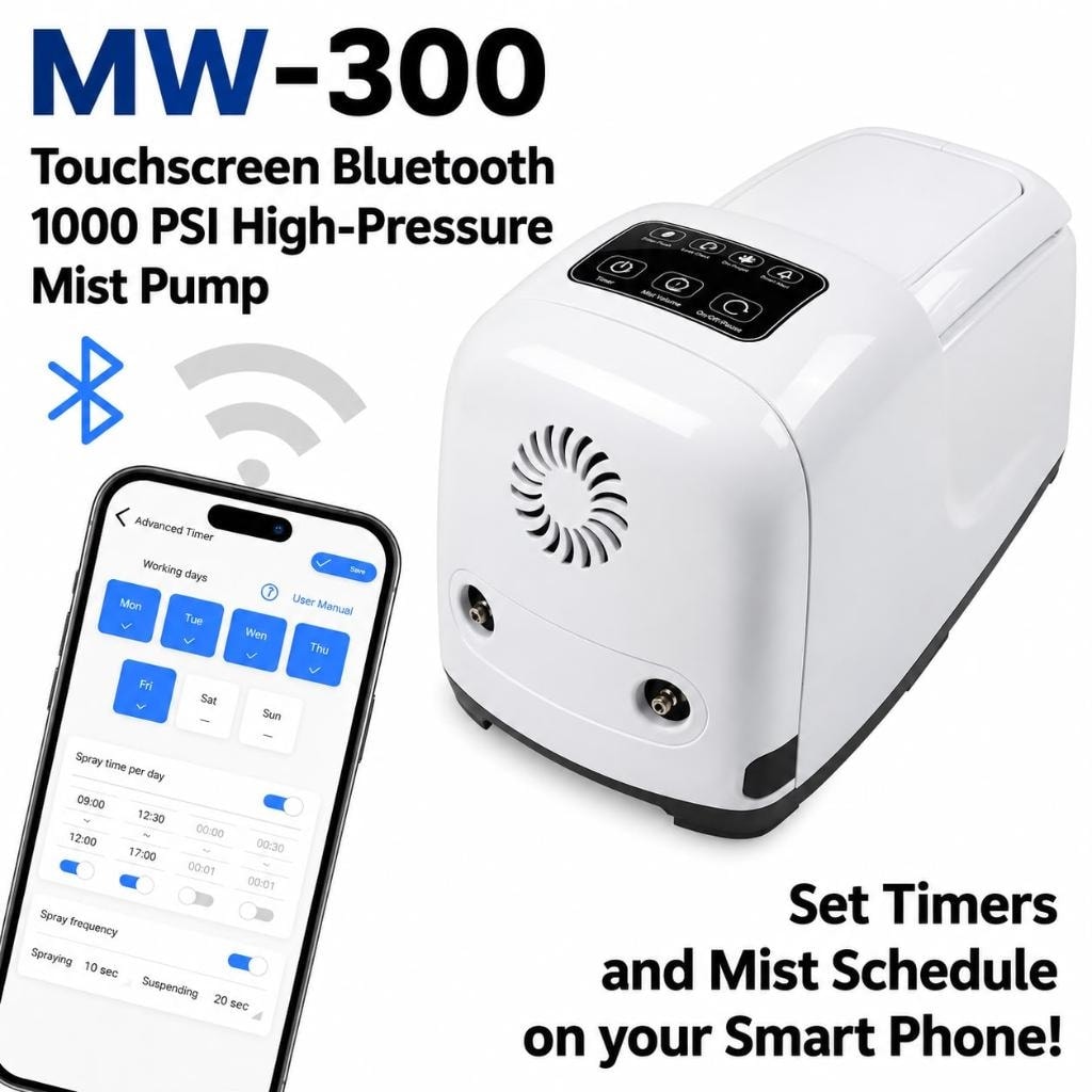 MW-300 Smart Misting System — Bluetooth high-pressure mist pump device