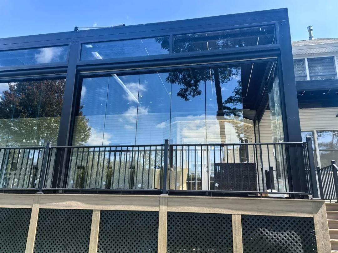 Glass-roof pergola on a deck exterior