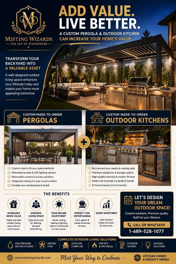 Custom pergola creating a refined outdoor living space