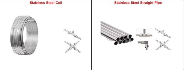 Stainless steel coil and straight pipe