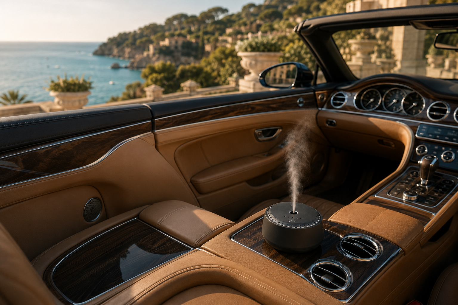 MW-02 diffuser in a refined coastal vehicle interior