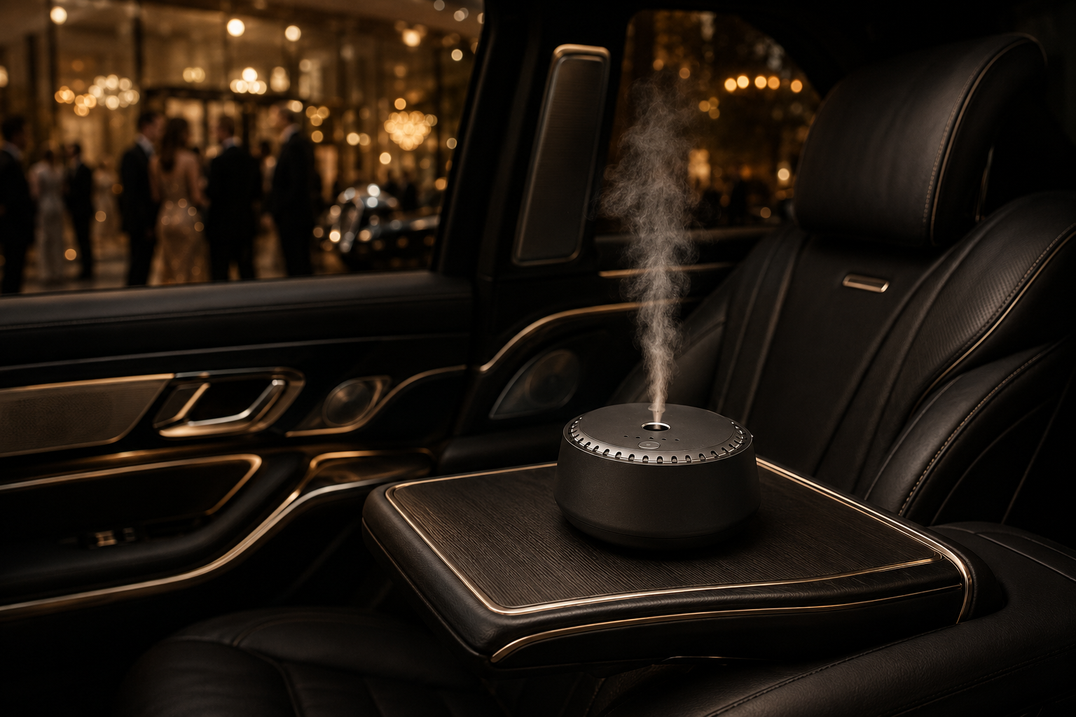 MW-02 diffuser in an evening luxury vehicle setting