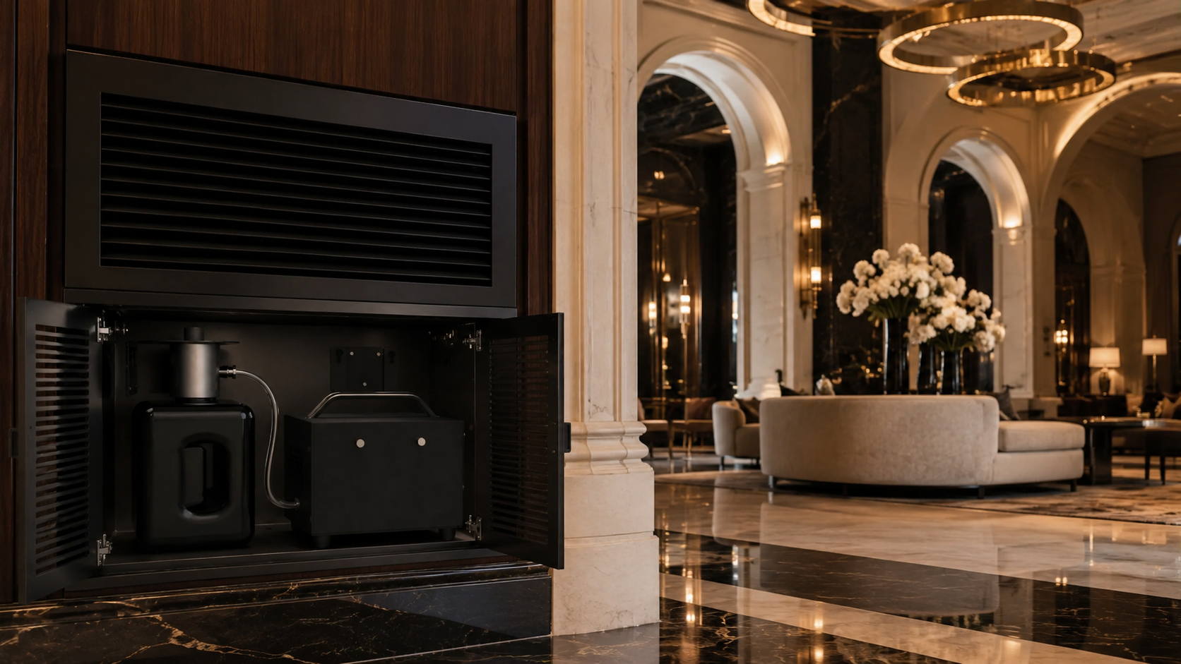 MW-505 HVAC diffuser installed in a luxury hospitality interior