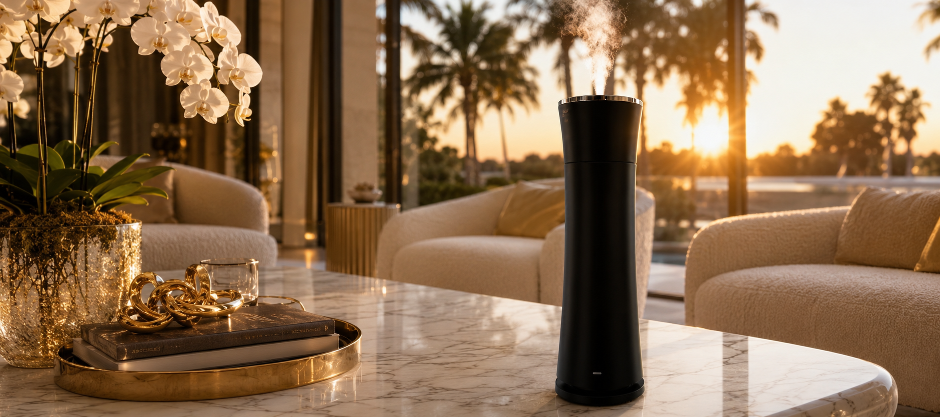 MW-506 black tabletop diffuser in a luxury living room