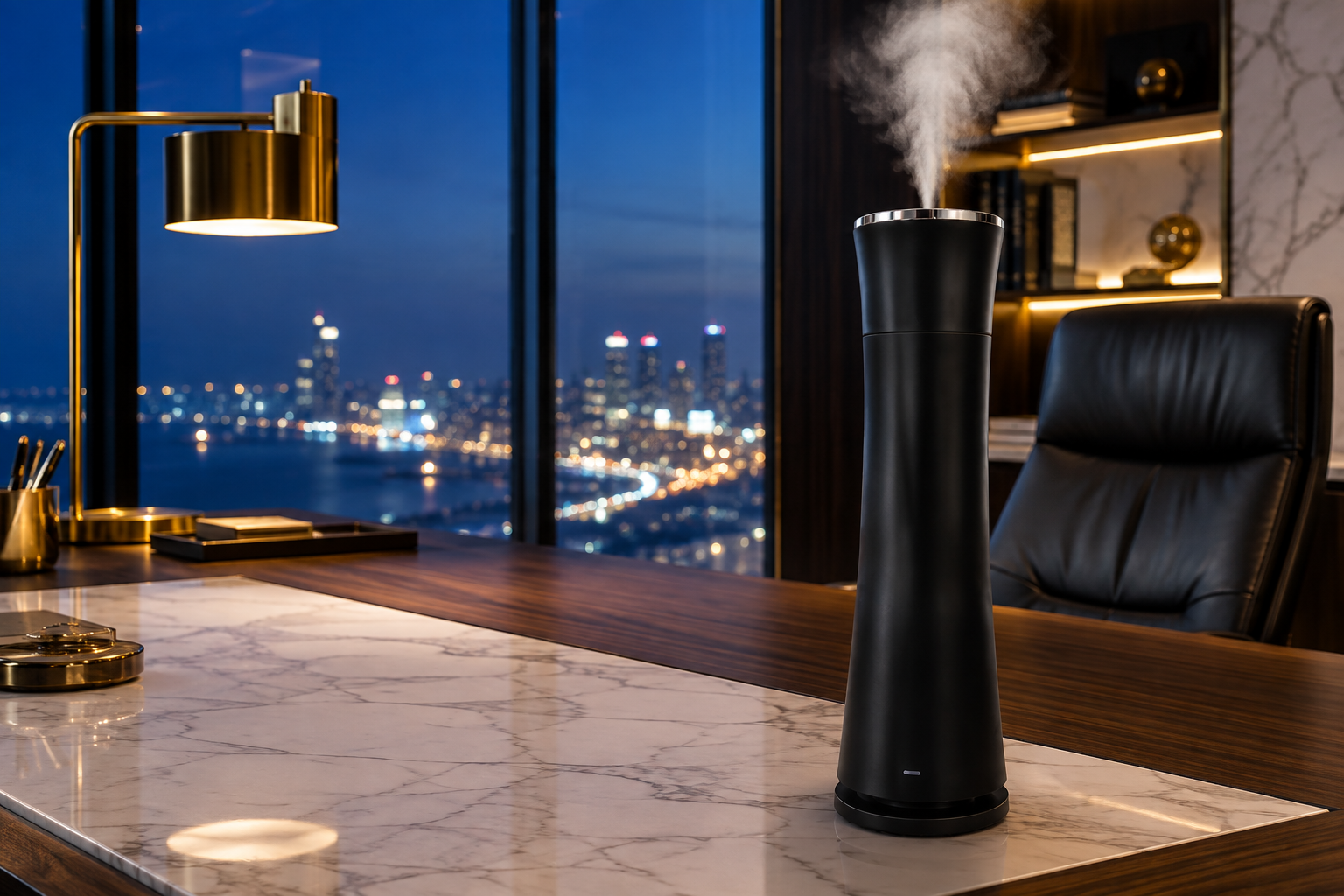 MW-506 black tabletop diffuser in an executive office