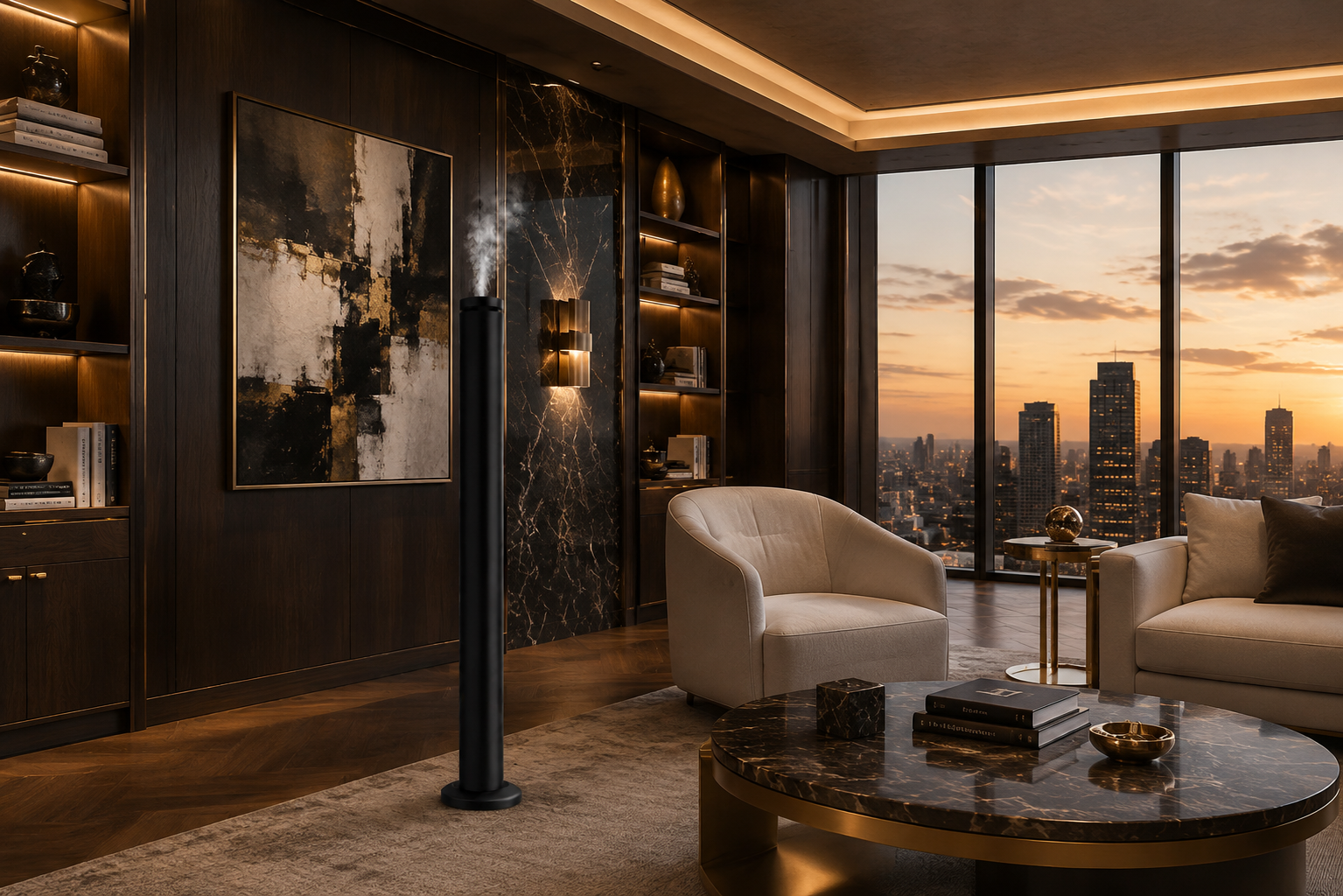 Black MW-510 tall tower diffuser in an executive office
