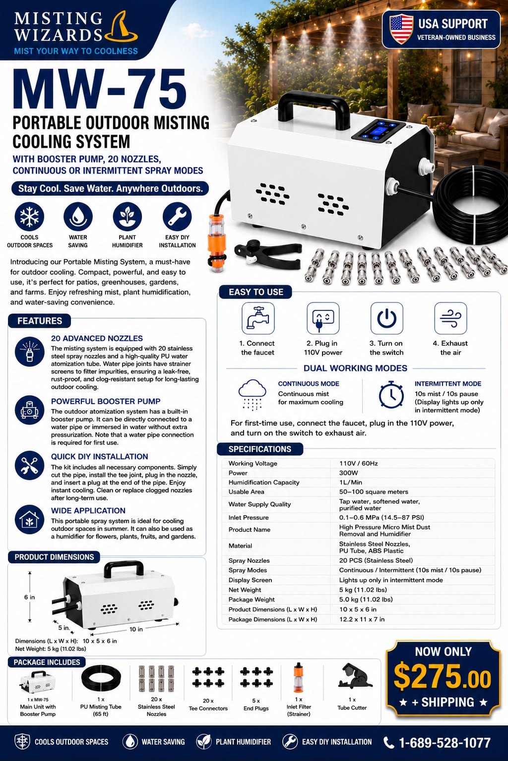 MW-75 Portable Outdoor Misting Cooling System