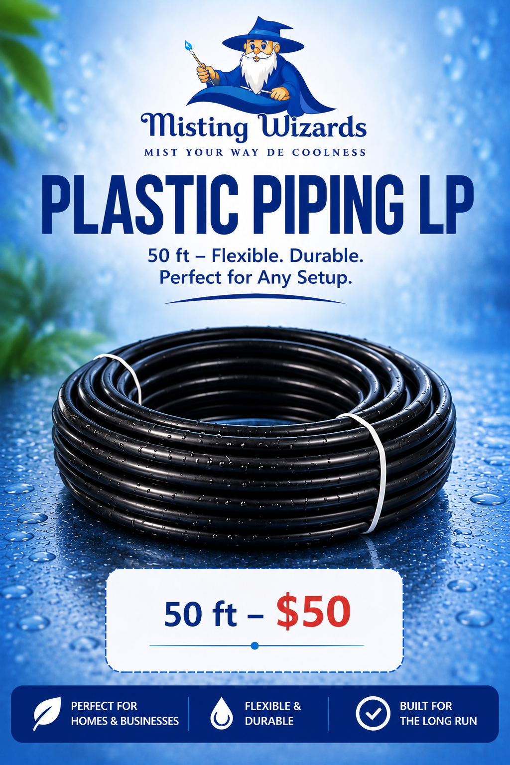 50 ft Low Pressure Plastic Piping