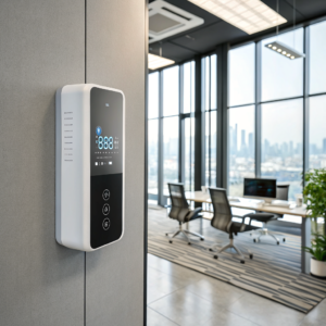 smart thermostat for modern offices | energy efficient temperature control system | sleek wall mounted design